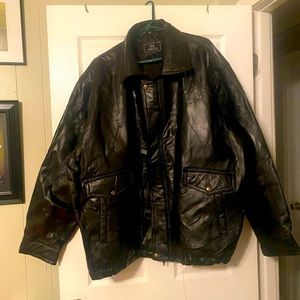 Mens leather coat, never worn, 4xl
